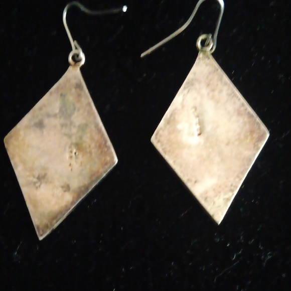 Mexico Vintage Blue and White Floral Abalone Earrings - Picture 3 of 3